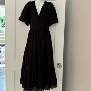 RHODE Black Wrap Gina Dress w/ Beautiful Details Sz XS NWT $595!!
